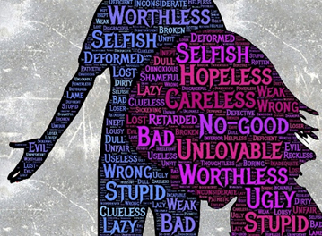 Selection of words depicting poor self worth